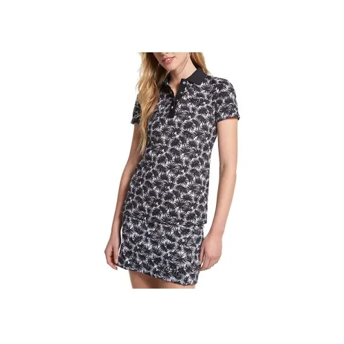 MICHAEL KORS GOLF Printed Пике Короткий Рукав Платье Женское Черное