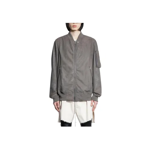 RICK OWENS совместный бренд RO кожаная куртка мужская серого цвета