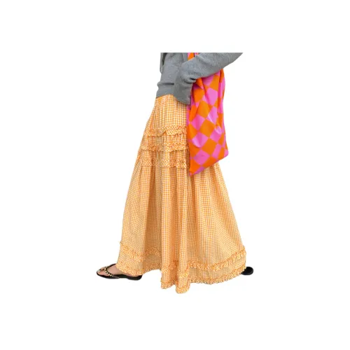 Wbwq Желтая Женская Повседневная Длинная Юбка