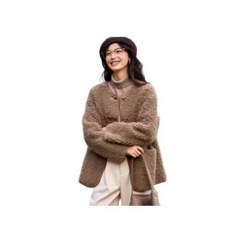 Mo Han Yi Mei Вельвет Feel Куртка Женская Мокко