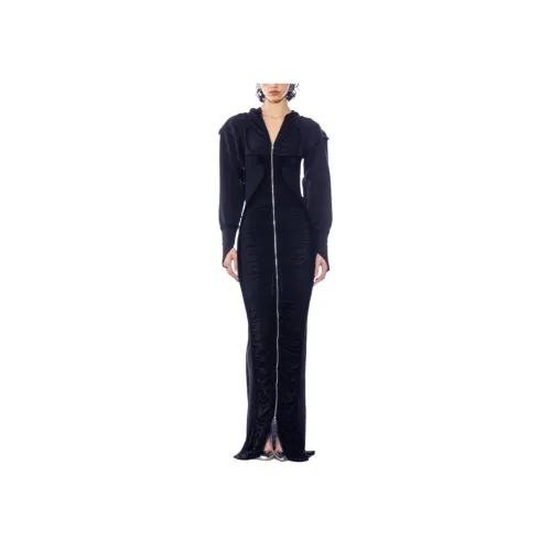 SAMI MIRO VINTAGE Black Женские Длинные Платья с Рукавами