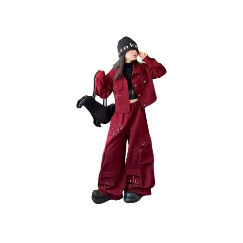 YUGUOGUO Бордовый Комплект Одежды для Подростков Повседневная Спортивная Одежда