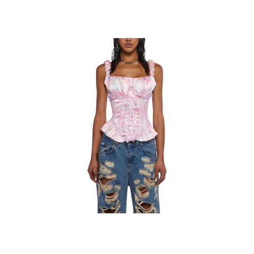 Dolls Kill Sugar Thrillz Конфетный цвет Cravers CORSET Топ Топ на бретелях Женские Розовый Розовый