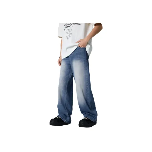 KM Небесно-голубые унисекс джинсы