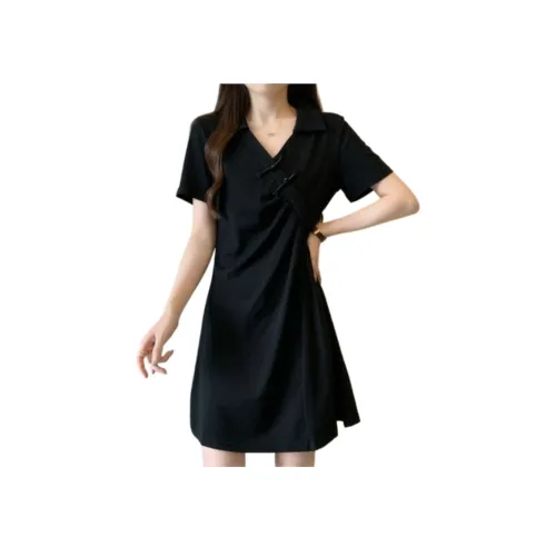 Lan Miao Короткий рукав Платье Женское