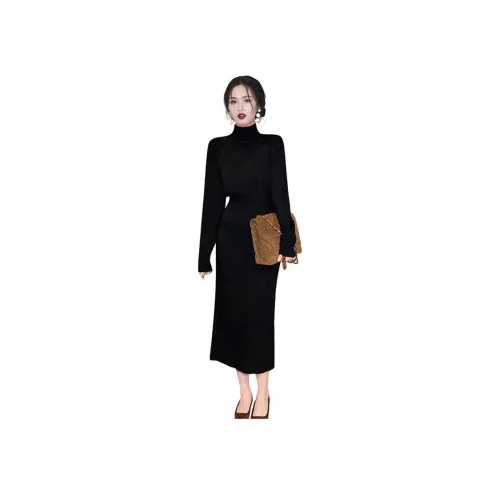 Daisy Длинное платье с длинными рукавами женское черное