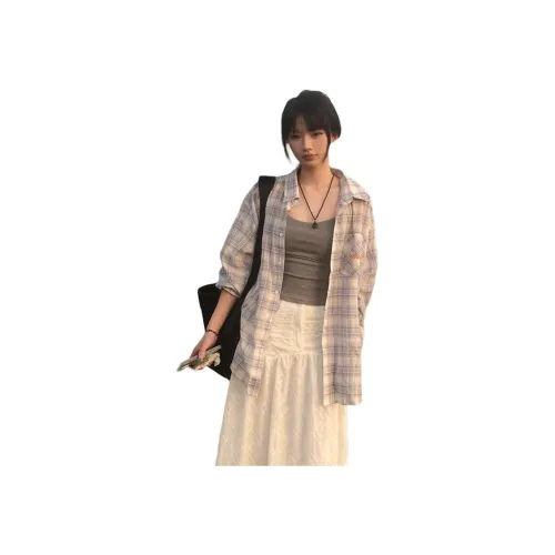 MORii Женские рубашки в синем клетчатом узоре