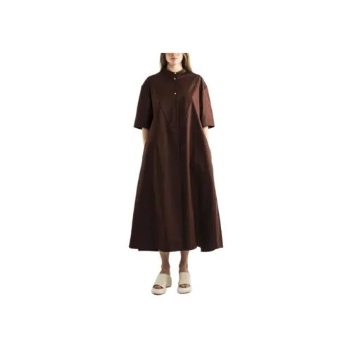 JIL SANDER Коричневый Женские Короткие Платья с Рукавами