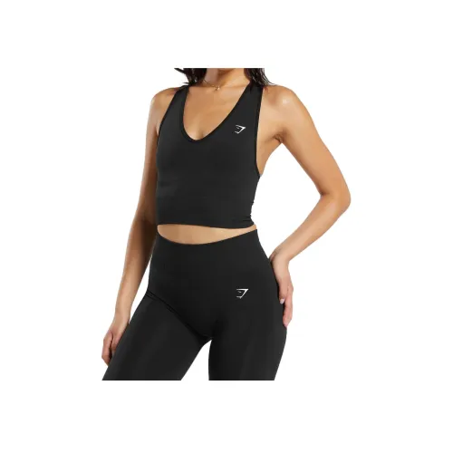GYMSHARK Черные Женские Спортивные Майки Без Рукавов