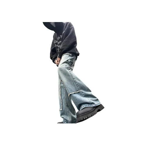 IJRJ Джинсы Унисекс Камень Мытый Серый