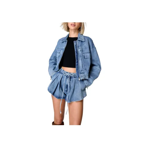 NASTY GAL Деним Bomber Куртка Деним Куртка Женская Светло-Синяя