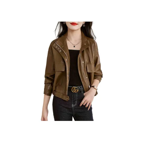 Yi Mengyuan Кожа Куртка Женская