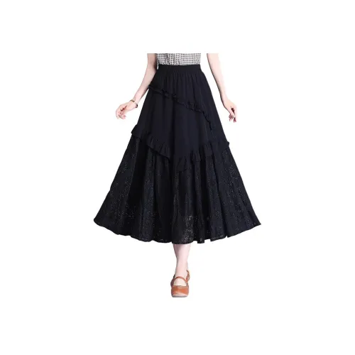 MJ Черная Женская Повседневная Длинная Юбка
