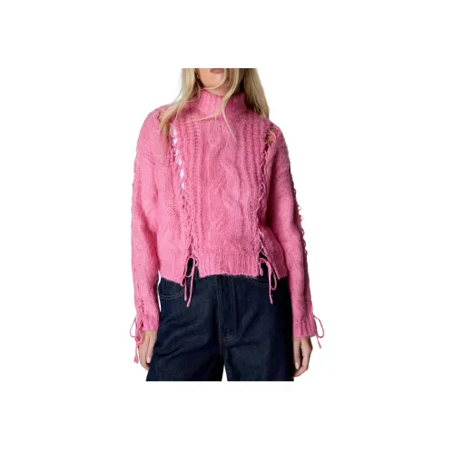 NASTY GAL CABLE Воротник-рукавка Кружево Вверх Свитер Женский Розовый