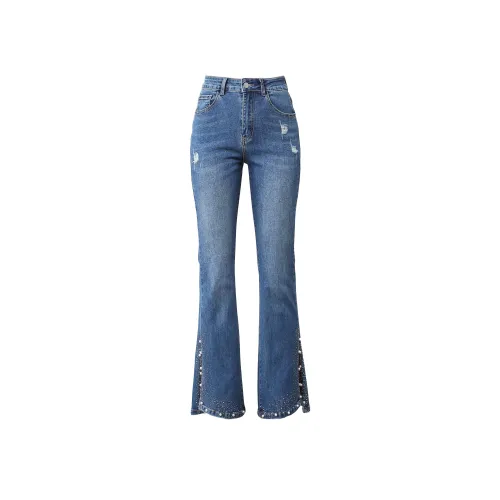 Silly Лето Джинсы Женские Blue