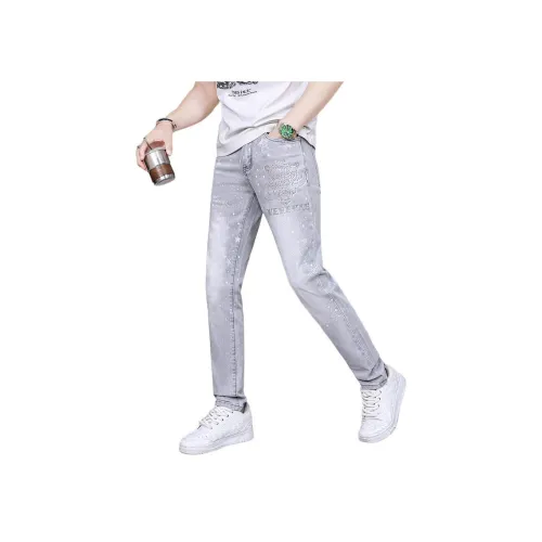 UOOHE Дымчато-серый Унисекс Джинсы