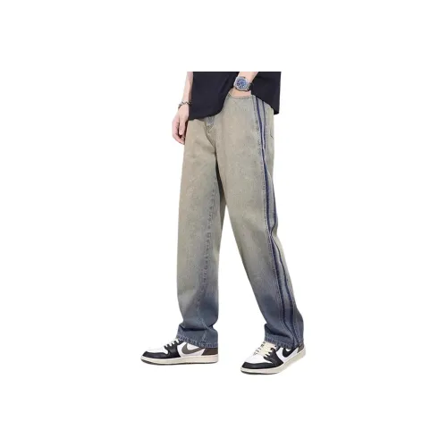 SLLAVIF Желтые Грязные Мужские Джинсы