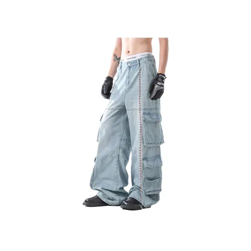 BQODQO Синие Унисекс Джинсы