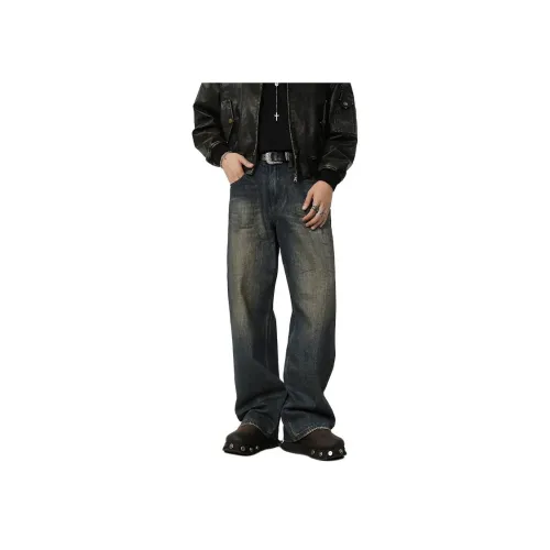 ZENGZHI Джинсы Унисекс Винтаж Синий