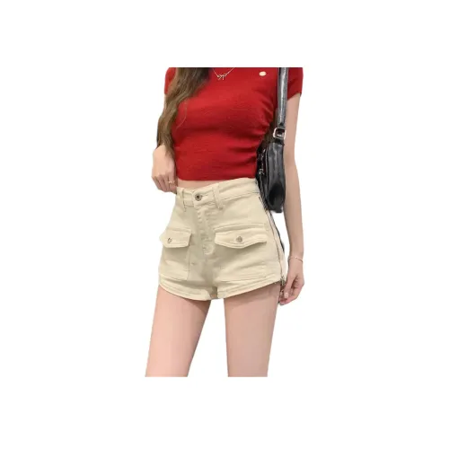 YEARNED Экрю Женские Джинсовые Шорты