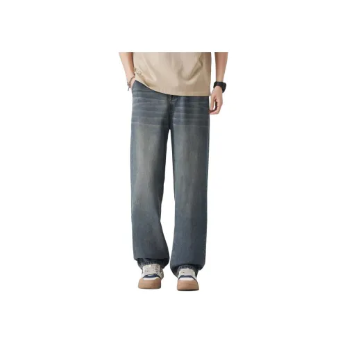 YINLANGSHIJIA Винтажные синие мужские джинсы