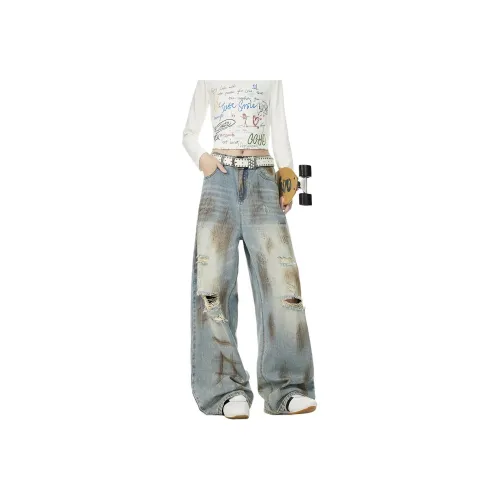 AOPAISHARK Wasteland Blue Unisex Jeans