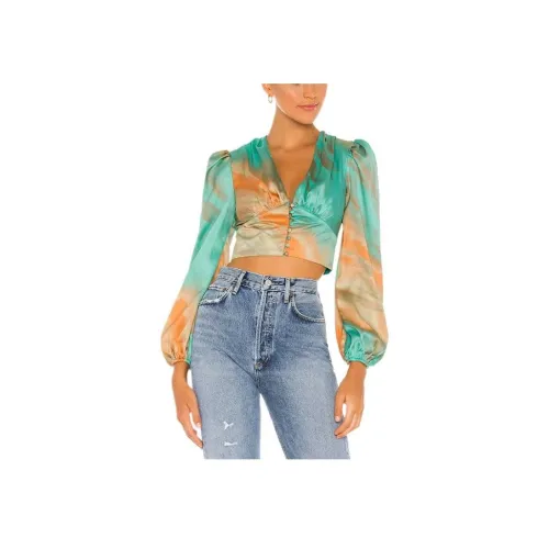 SUPERDOWN Оранжевый/Зеленый Женские Короткие Топы