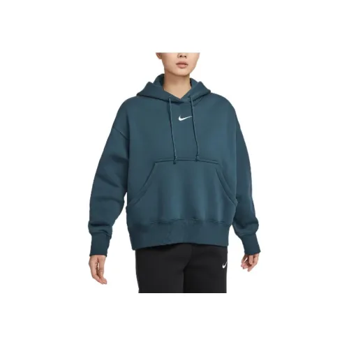 Nike Sportswear Phoenix Fleece Толстовка Женская Арсенал Темно-Морской Синий Парусный Белый