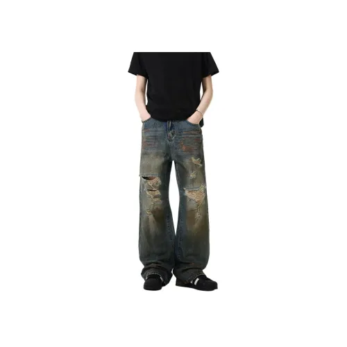 PAINT STAIN Модные Джинсы Унисекс Синий Оттенок Товар