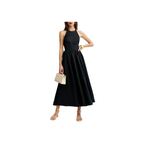 Reformation Percy Linen Dress Slip Dress Women's Black