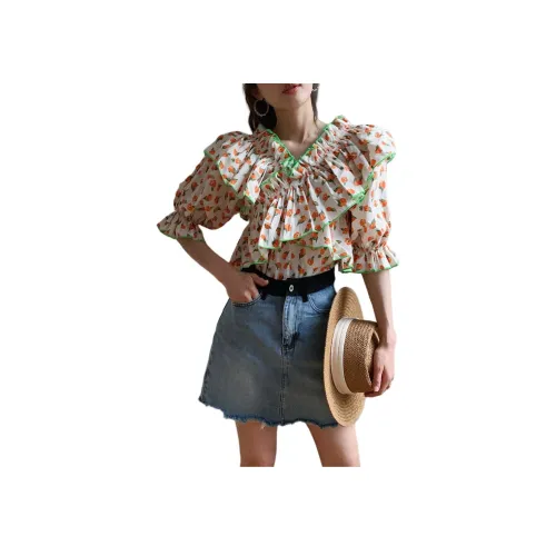 NANING9 Женские рубашки с цветочным принтом