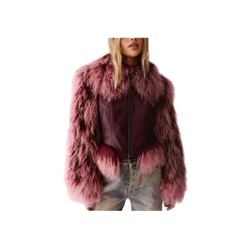 NASTY GAL Ограниченный Tipped Shearling Distressed Jacket Куртки Пальто Женские Бордовый