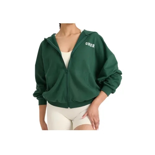 ONER ACTIVE Легкий толстовка с молнией Through с напечатанным логотипом женская зеленая