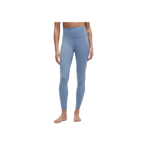 lululemon HIGH RISE Йога Штаны 28' Женские Джинсовый Синий Вымытый Деним