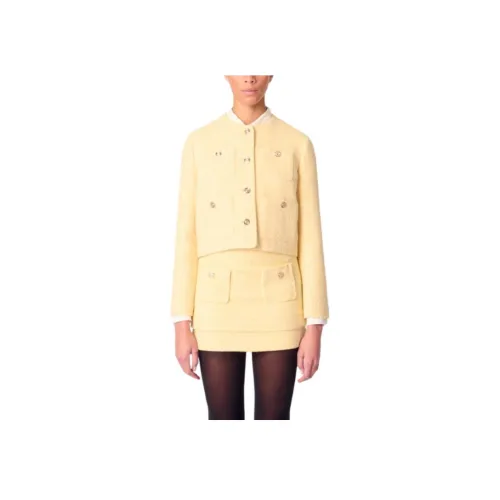 Maje Cropped Coat Women's Yellow Maje Укороченное пальто женское цвет желтый