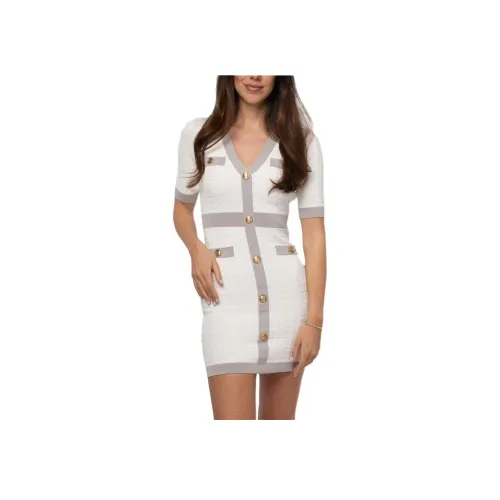 Elisabetta Franchi Белое Женское Короткое Платье с Рукавами