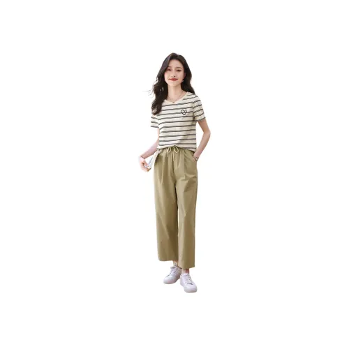 Mo Han Yi Mei Повседневный костюм женский хаки + полосы