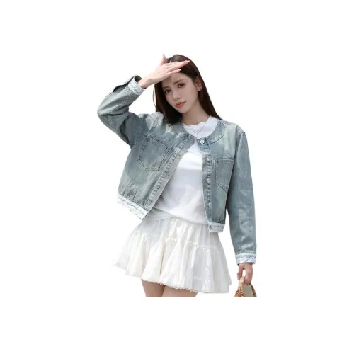 Garbege Синий Куртка Женские Джинсовые куртки