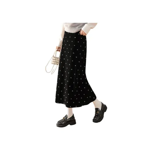 Cypress House Повседневный Длинный Юбка Женские Черный