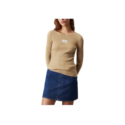 Calvin Klein Трикотаж Европейская версия Женский Светлый хаки