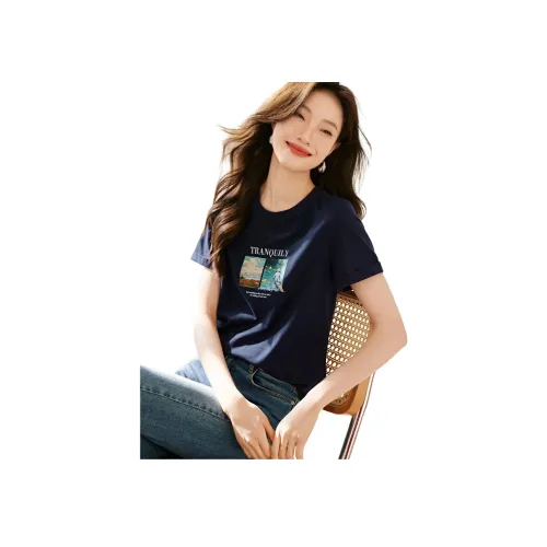 MOHANYIMEI Темно-королевский синий Женские T-рубашки