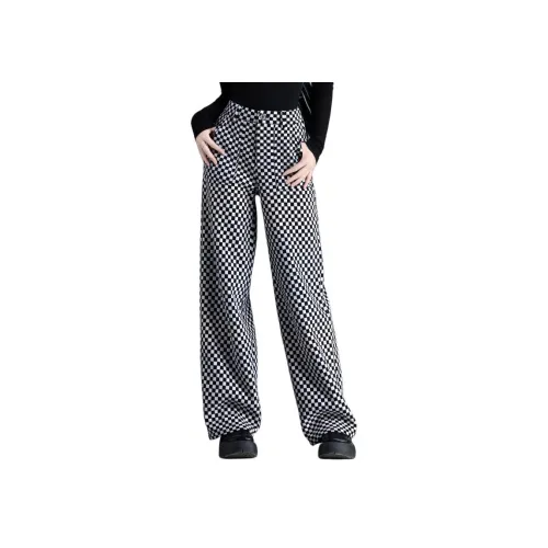 You cow me pants Черно-белая клетка Женские Повседневные брюки