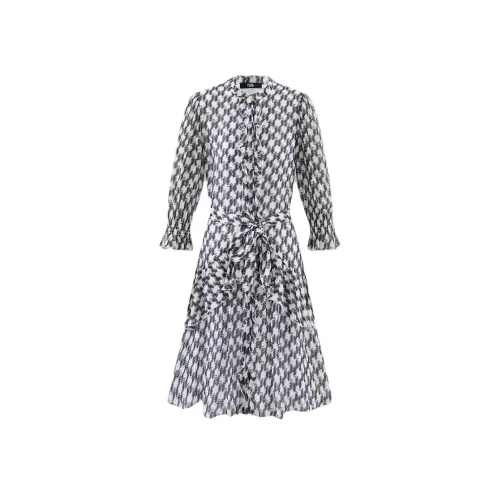 KARL LAGERFELD Длинное платье с длинными рукавами женское черное и белое