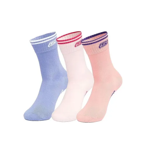 Skechers 3 шт Вишнево-красный Розовый+Светло-розовый+Светло-фиолетово-голубой Женские MID Носки до икры