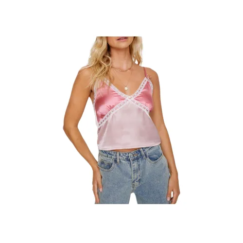 NASTY GAL Лента Комбинированный Сатин Cami Топ Топ на бретелях Женский Розовый