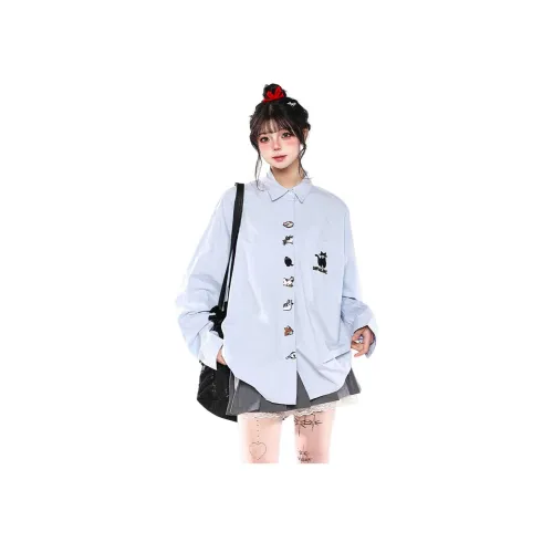 PISYPOX Blue Unisex Shirts PISYPOX Синий Унисекс Рубашки