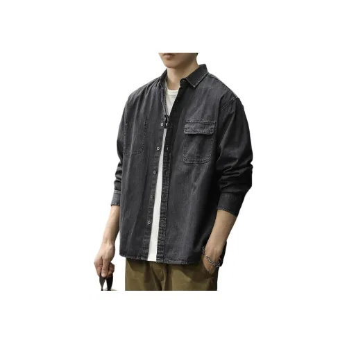 QIANJINNIU Черные унисекс рубашки