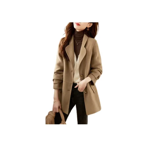 XWI Пальто Женское Светло-желтое Кофейное