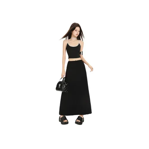 BRN XR 1965 1 Черная длинная юбка Женская Повседневная длинная юбка