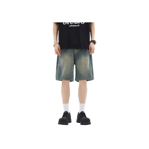 W7H1 Винтажные синие унисекс джинсовые шорты